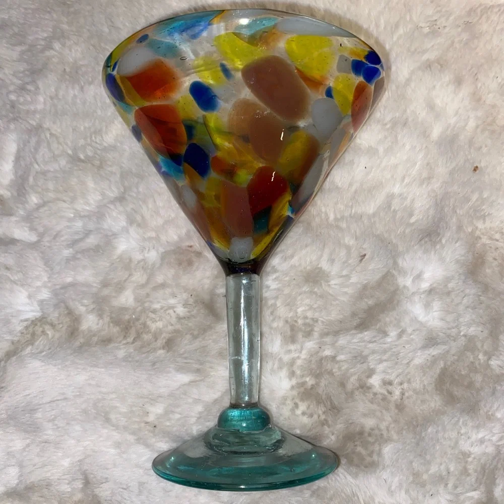 50%offw❤️ Pier 1 Imports Orange/Brown‎ Canyon Swirled Handblown Martini Cocktail